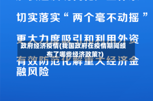 政府经济疫情(我国政府在疫情期间颁布了哪些经济政策?)