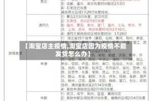 【淘宝店主疫情,淘宝店因为疫情不能发货怎么办】